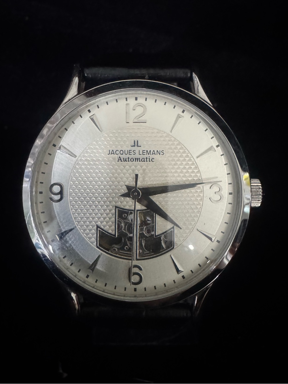 Jacques Lemans Silver and Black Automatic Men's Watch